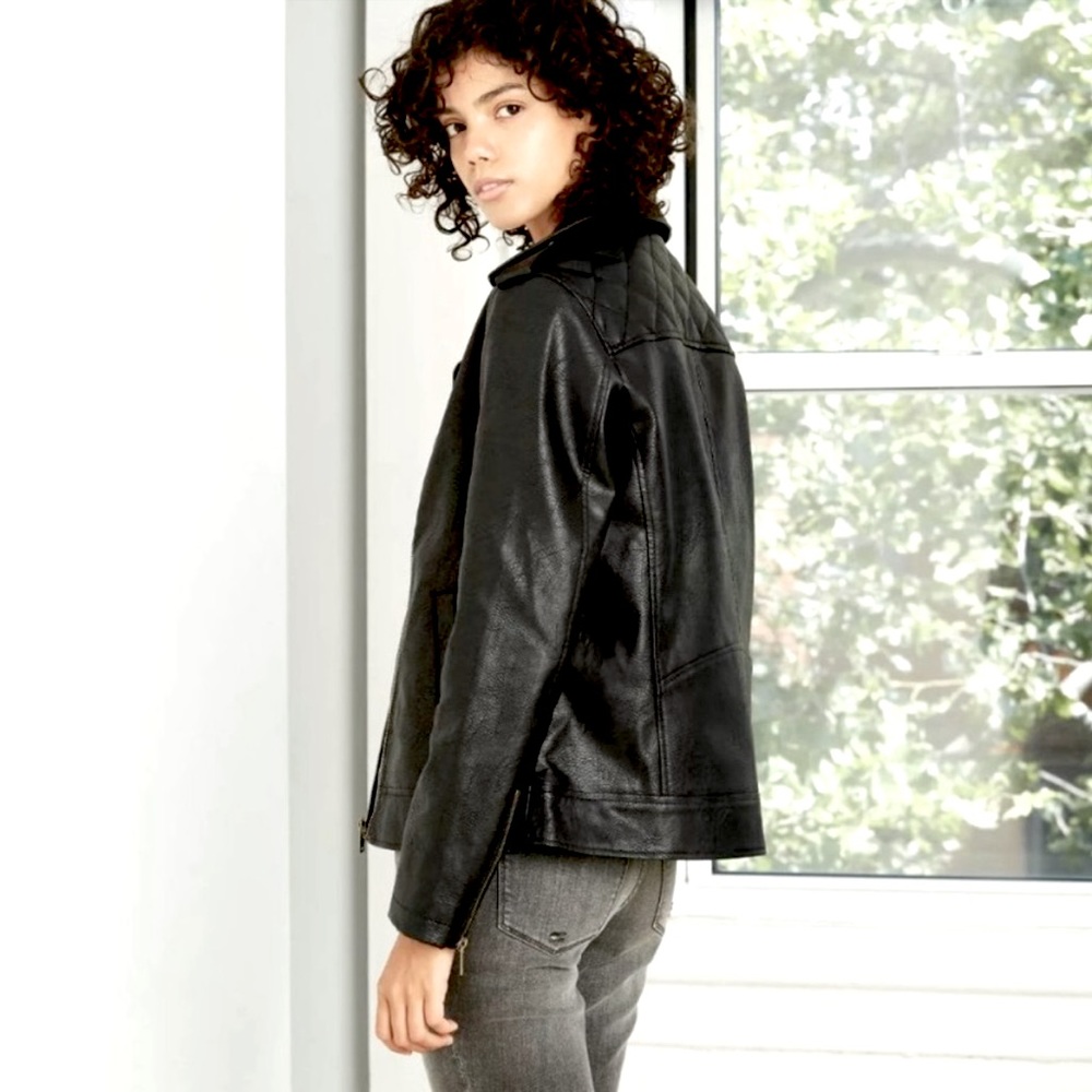 Universal Thread Moto Jacket Black Vegan Leather L - image 2